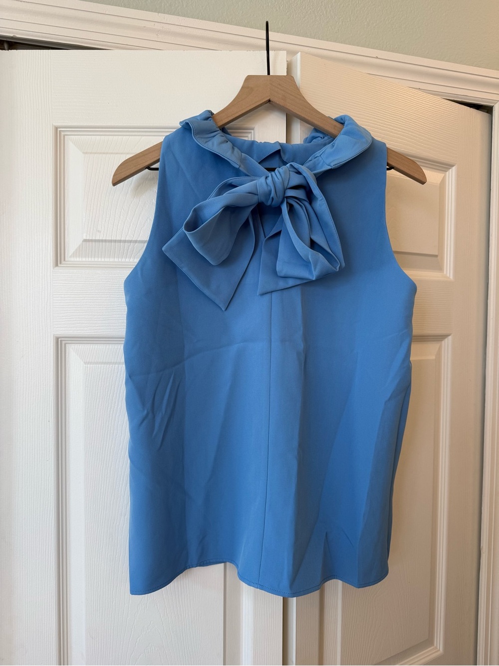 Tuckernuck Mason top light blue sleeveless blouse ruffled collar size m nwot - Picture 6 of 9